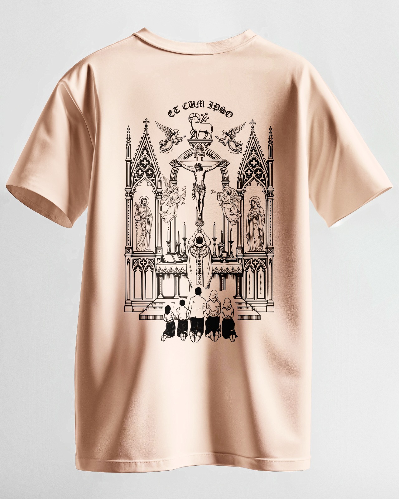 Camiseta Et Cum Ipso na cor creme, vista das costas.